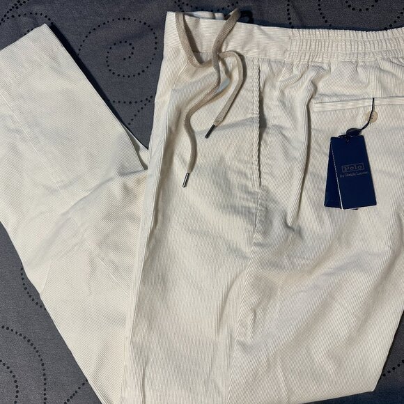 RALPH LAUREN PLEATED CORDUROY BEIGE SIUT TROUSER NO LOGO SIZE 38 X 32 MEN $398